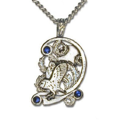 Ice Owl Blue Crystal Pewter Pendant Necklace