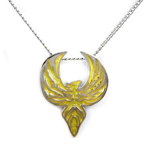 Yellow Phoenix Firebird Sterling Enamel Pendant Necklace