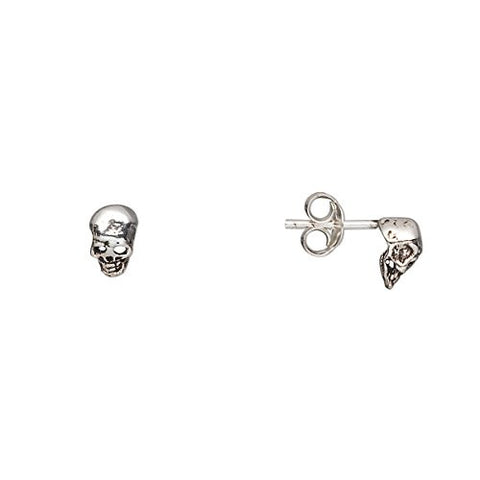 Tiny Sterling Silver Skull Stud Earrings, Pair