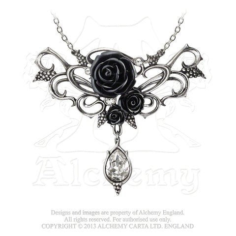 Bacchanal Black Rose Necklace by Alchemy Gothic Bacchanal Black Rose Necklace by Alchemy Gothic