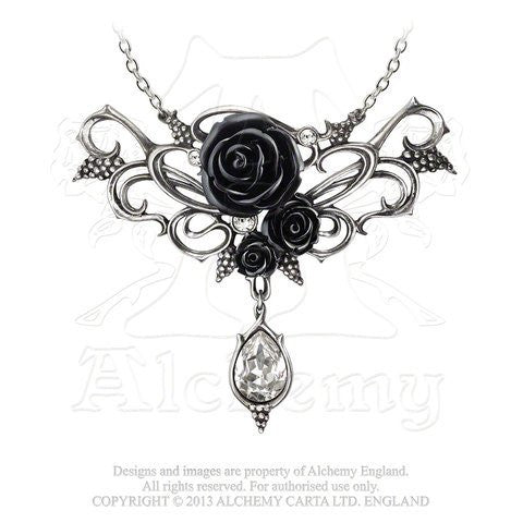 Bacchanal Black Rose Necklace by Alchemy Gothic