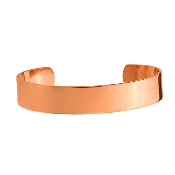 Plain Polished Pure Copper Cuff Bracelet 1/2" Wide with Extra Durable Color Protect Finish