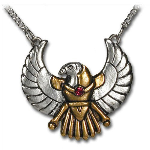 Horus Falcon Egyptian Pewter Pendant Necklace