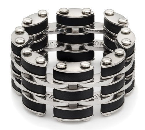 Black Link Steel Mens Fashion Ring