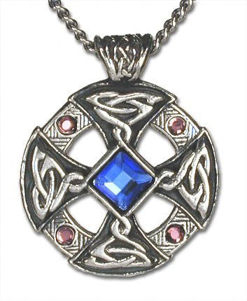 Sapphire Crystal Celtic Cross Pendant Necklace