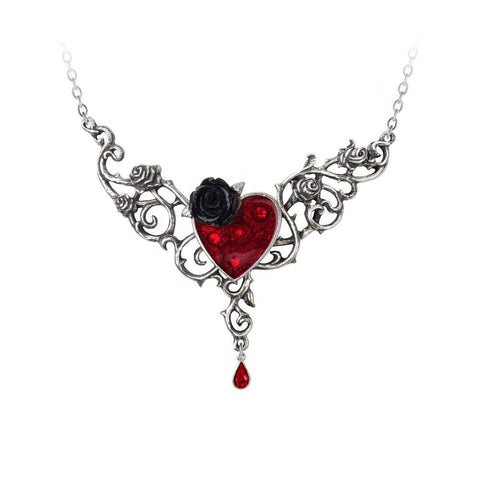 Blood Rose Heart Necklace by Alchemy Gothic
