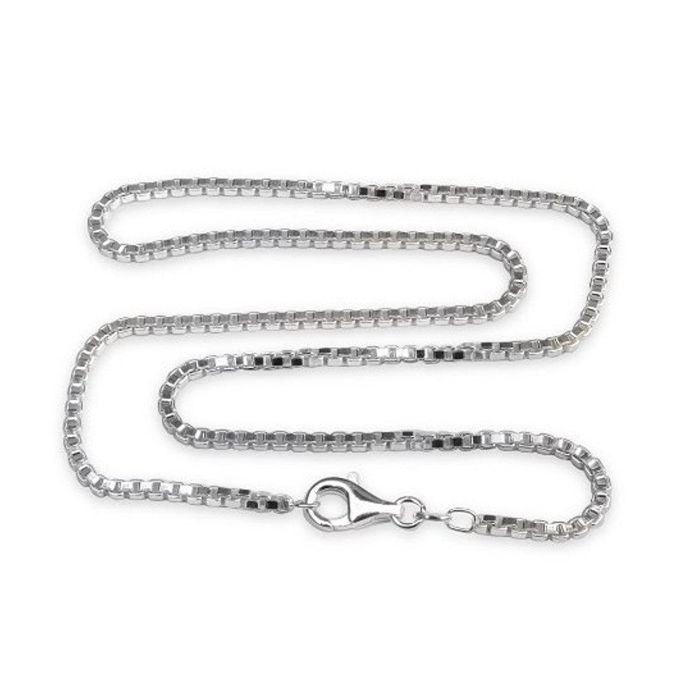 2.5mm Sterling Silver Venetian Box Chain Necklace with Extra Durable Protective Finish