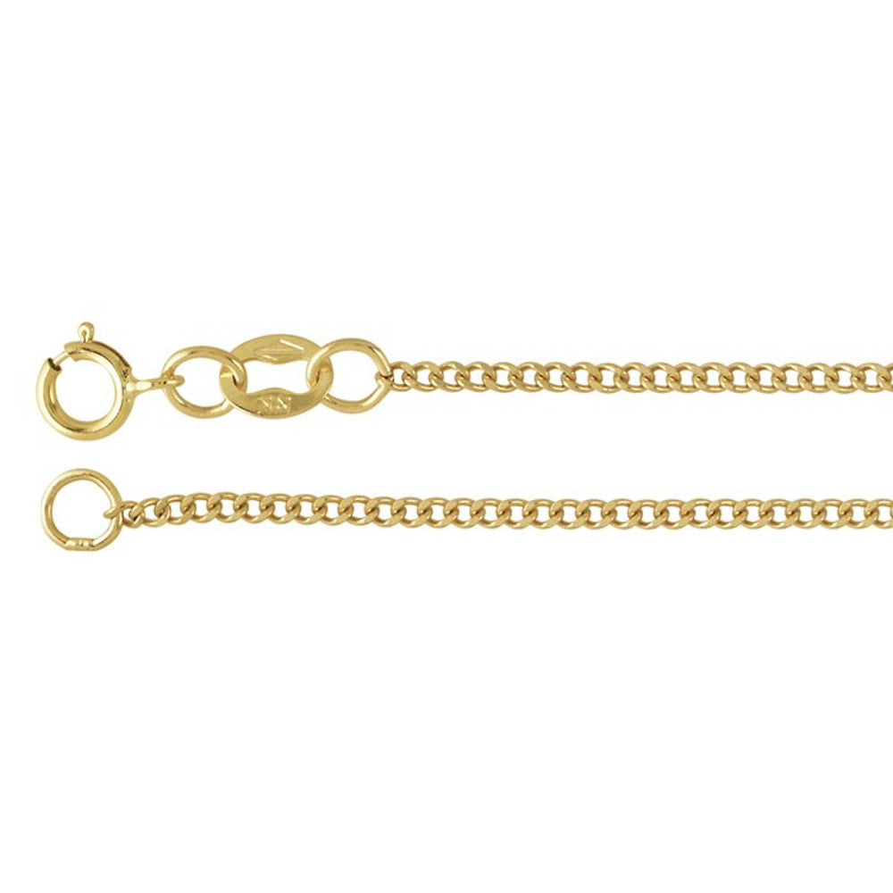 14K Yellow Gold 1.3mm Flat Diamond-Cut Curb Chain Necklace - 18 Inches