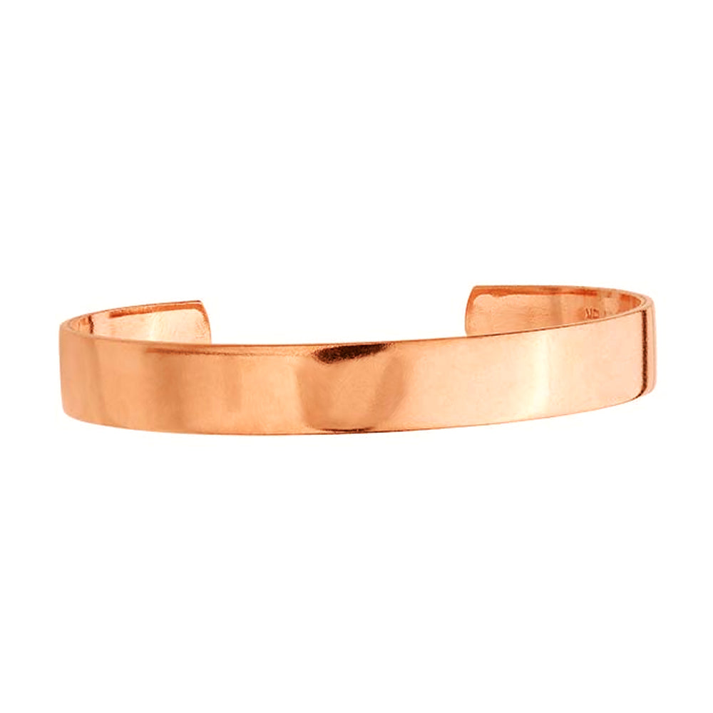 Plain Polished Pure Copper Cuff Bracelet 3/8" Wide with Extra Durable Color Protect Finish