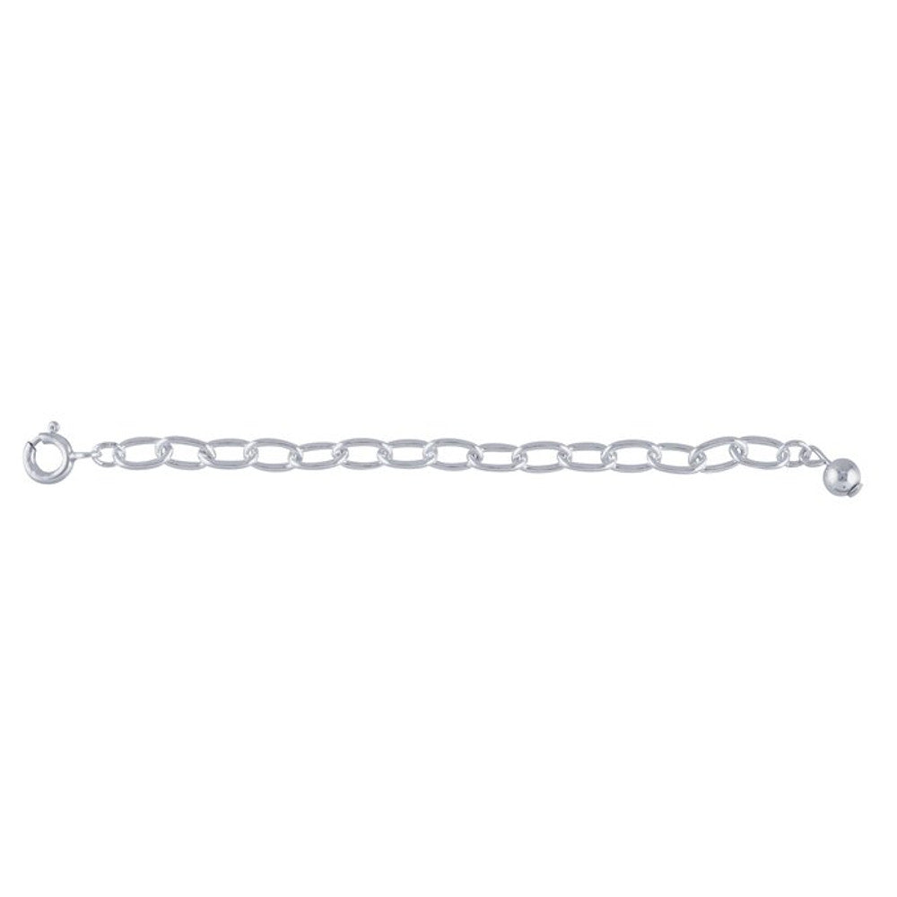 Sterling Silver 3.7mm Cable Chain Necklace Extender with Bead Accent a