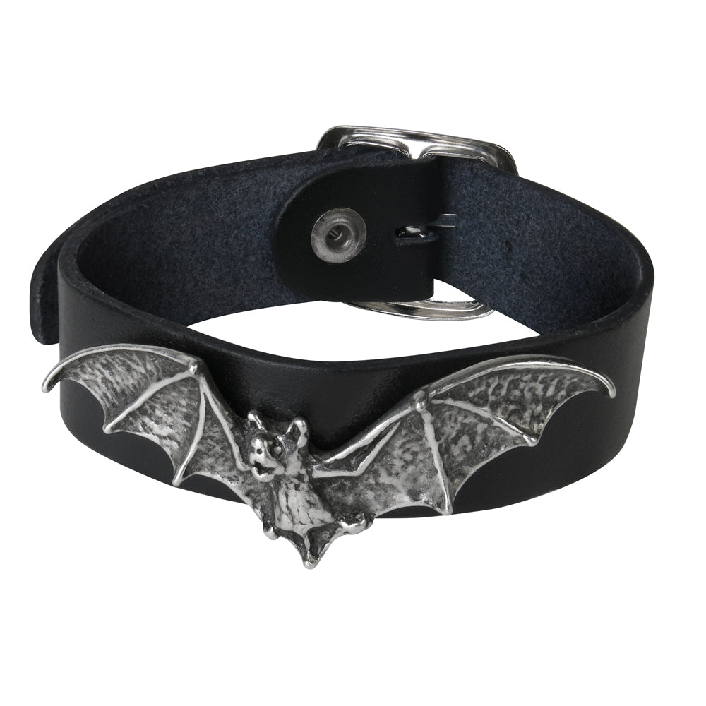 Baphomet Pentagram Black Leather Bracelet by Alchemy Gothic