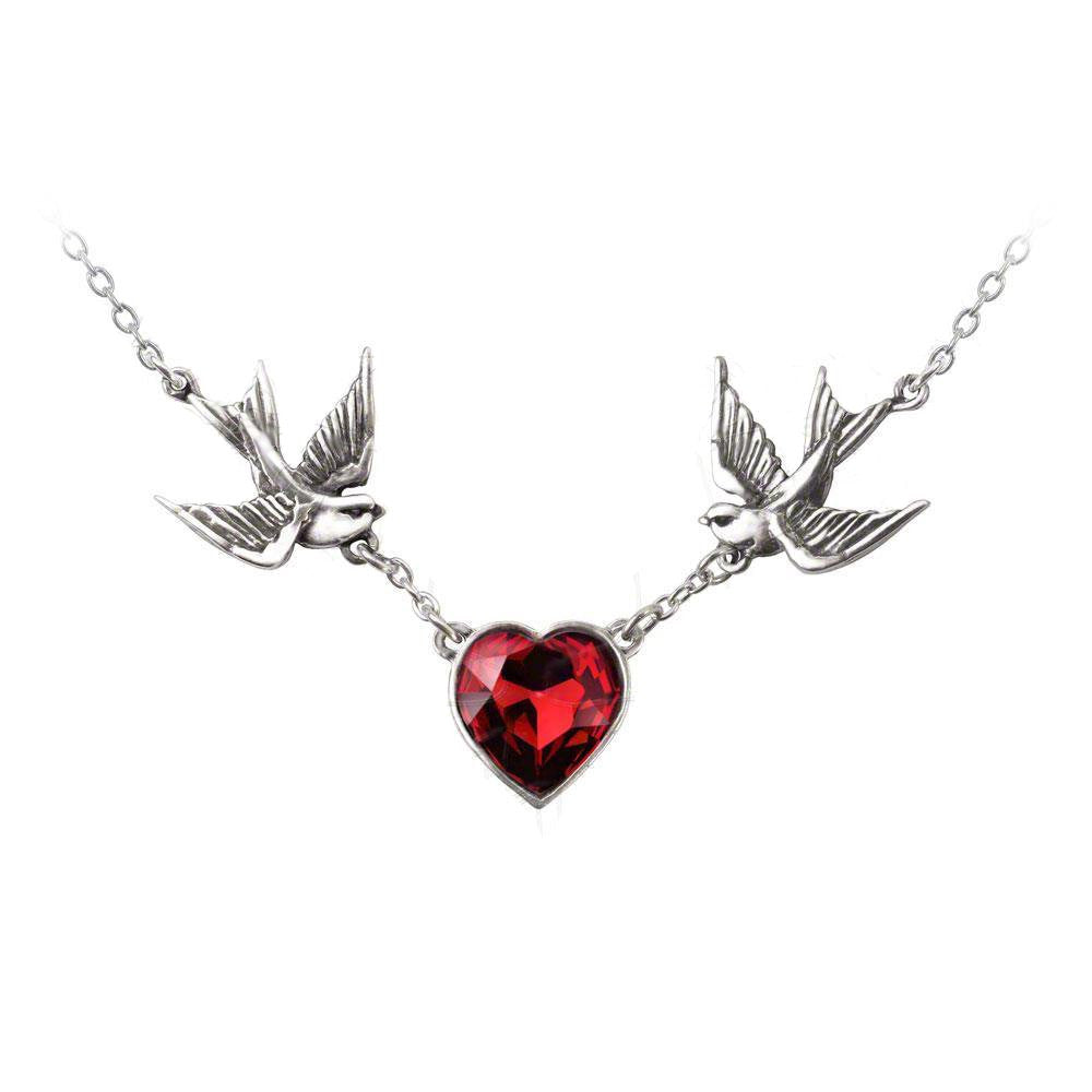 925 Sterling Silver Heart-Shaped Gemstone Women's Necklace