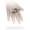 Starchaser Two Finger Green Crystal Dragon Ring by Alchemy Gothic - size 6/7