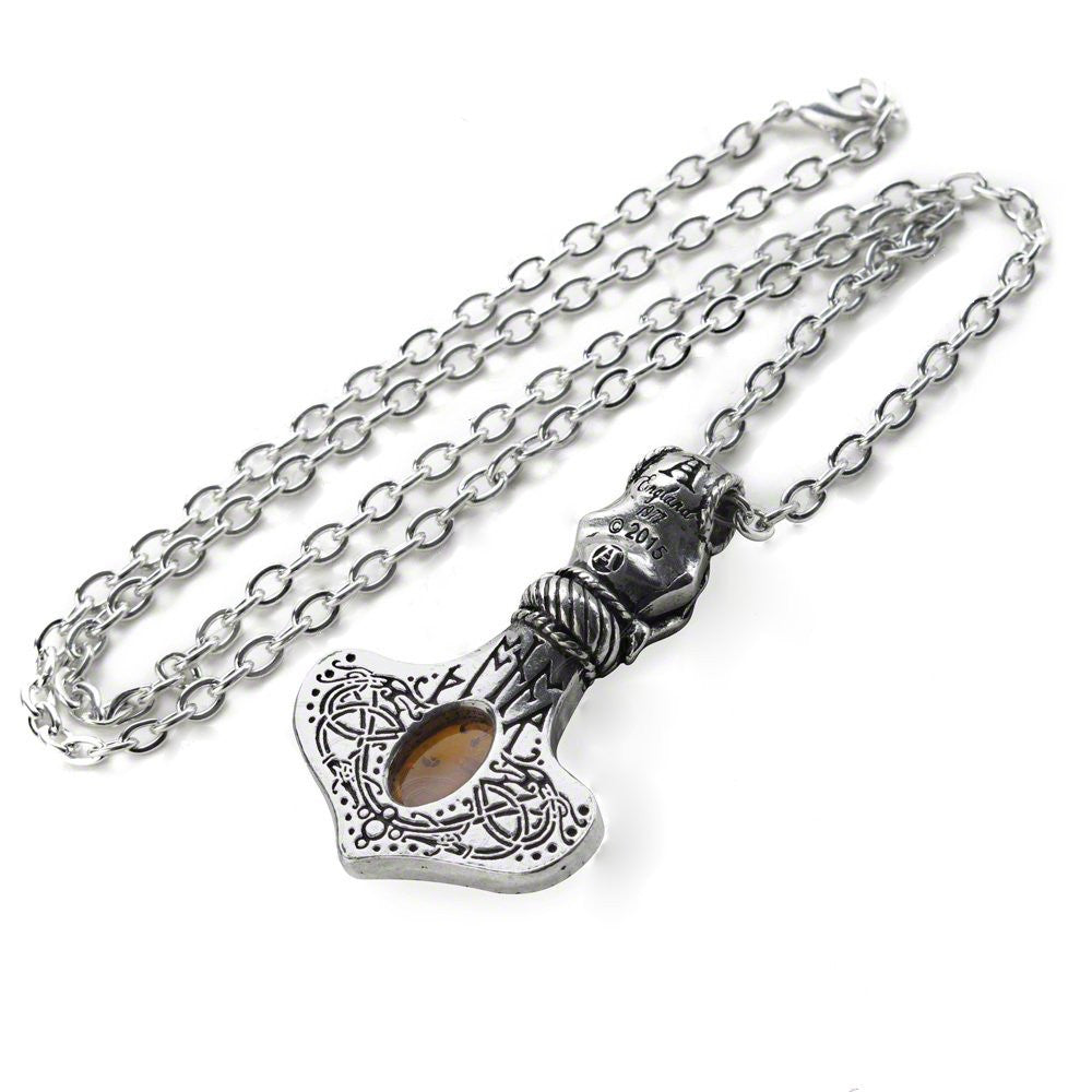 Amber Dragon Thorhammer Viking Pendant Celtic Necklace by Alchemy Goth Amber Dragon Thorhammer Viking Pendant Celtic Necklace by Alchemy Goth