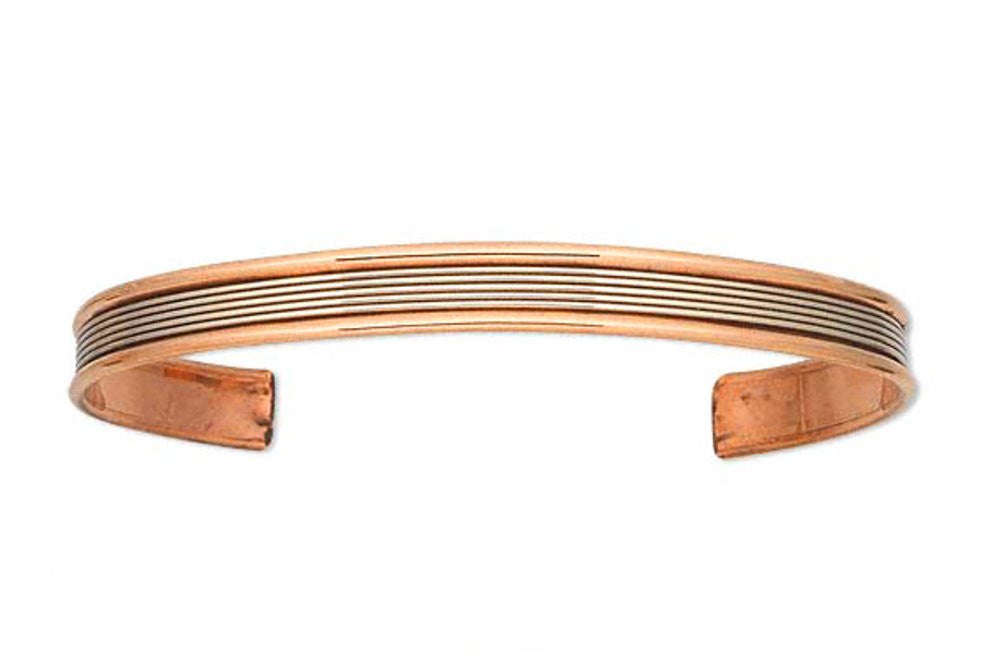 Slim Copper with Lined Brass Inlay Cuff Bracelet