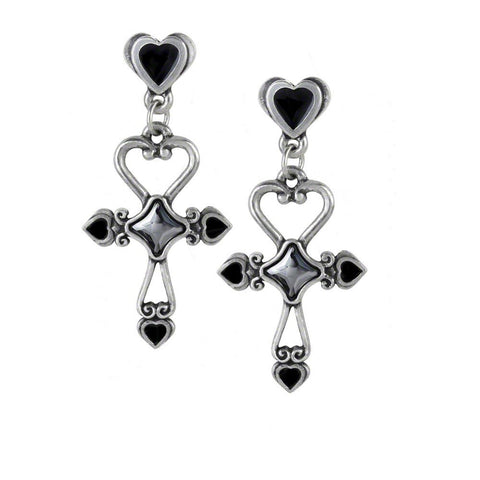 Everlasting Love Egyptian Ankh Amourankh Heart Earrings By Alchemy Gothic