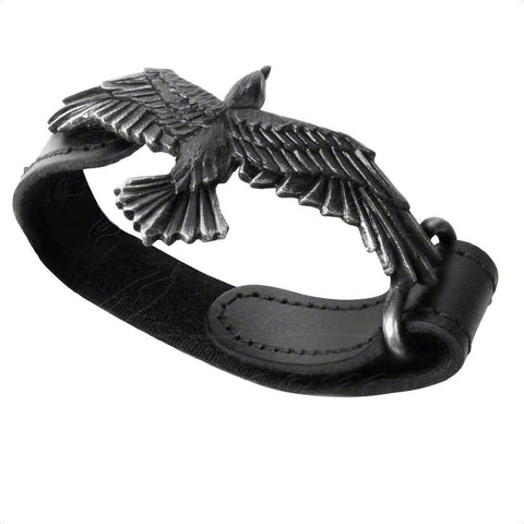 Black Consort Wriststrap Raven Gothic Leather Bracelet