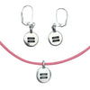 DragonWeave Equality Circle Charm Necklace and Earring Set, Silver Plated Pink Leather Choker and Leverback Earrings
