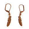 DragonWeave Feather Charm Necklace and Earring Set, Antique Copper Brown Leather Choker and Leverback Earrings