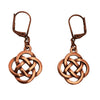 DragonWeave Infinity Knot Charm Necklace and Earring Set, Antique Copper Brown Leather Choker and Leverback Earrings