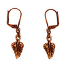 DragonWeave Elven Ivy Charm Necklace and Earring Set, Antique Copper Brown Leather Choker and Leverback Earrings