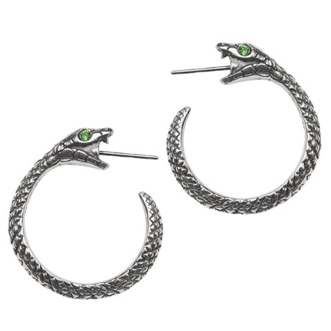 The Sophia Serpent Green Crystal Snake Earrings by Alchemy Gothic