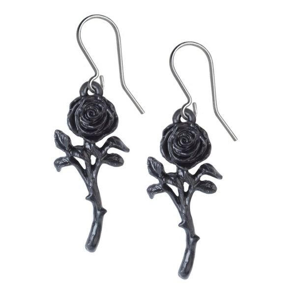 The Romance of the Black Rose Earrings by Alchemy Gothic