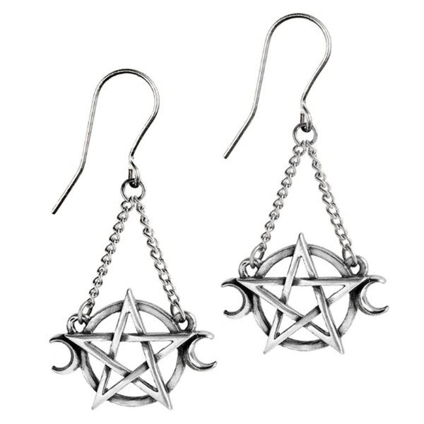 Pentagram Moon Goddess Earrings by Alchemy Gothic