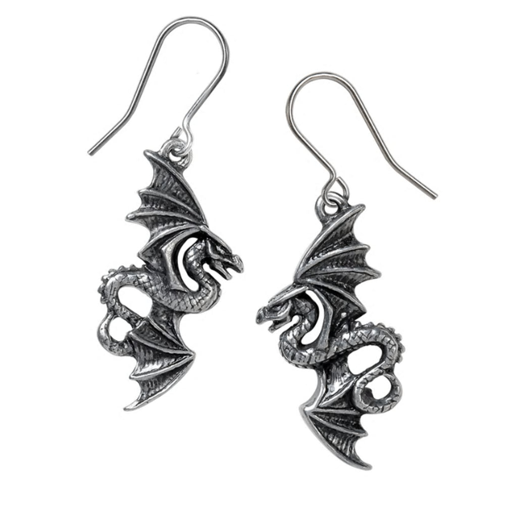 Flight of Airus Droppers Dragon Earrings by Alchemy Gothic