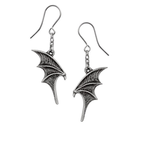 A Night with Goethe Droppers Bat Wing Earrings by Alchemy Gothic
