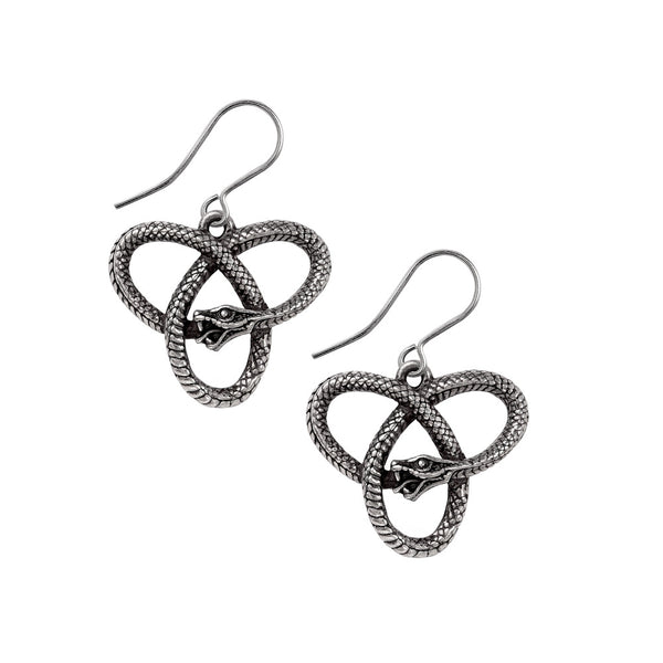Eve's Triquetra Serpent Snake Droppers Earrings by Alchemy Gothic
