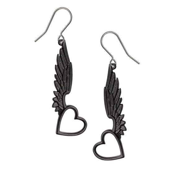 Passio Wings of Love Heart Earrings by Alchemy Gothic