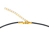 Gold Plated 1.8mm Fine Black Leather Cord Necklace with 2" Extender Chain