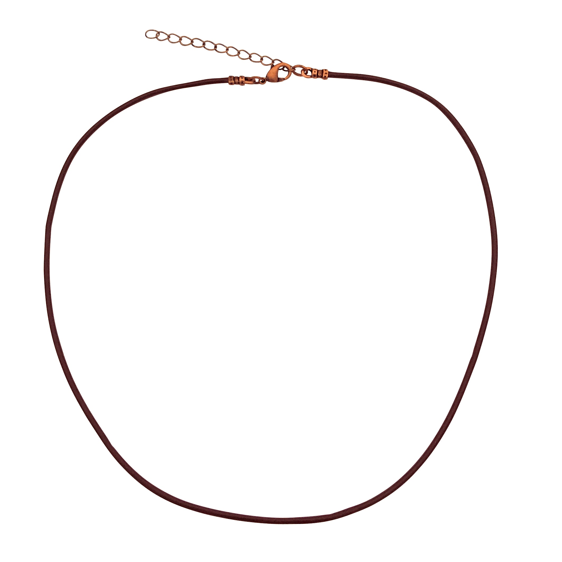 Antique Copper 1.8mm Fine Brown Leather Cord Necklace with Extender Ch