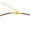 Gold Plated 1.8mm Fine Brown Leather Cord Necklace with Extender Chain