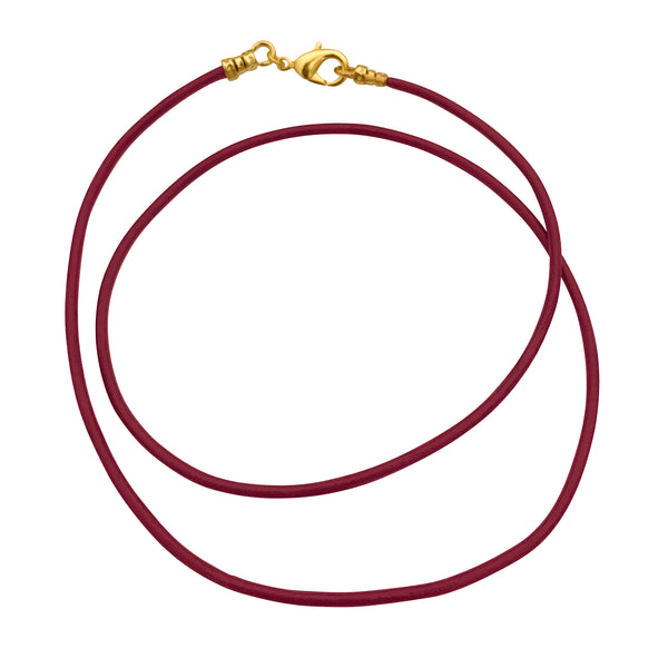 Gold Plated 1.8mm Fine Burgundy Red Leather Cord Necklace