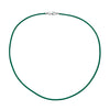 Sterling Silver 1.8mm Fine Emerald Green Leather Cord Necklace