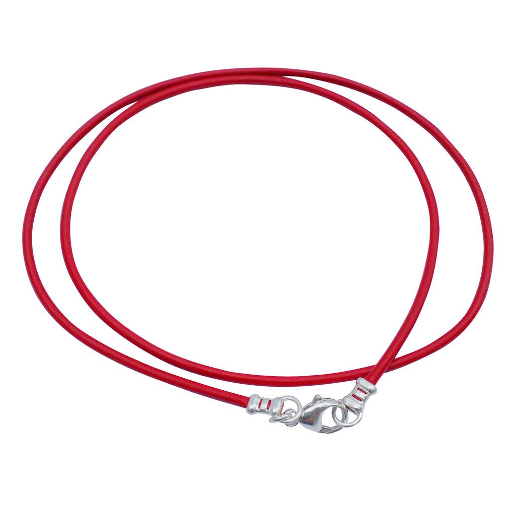 Sterling Silver 1.8mm Fine Red Leather Cord Necklace