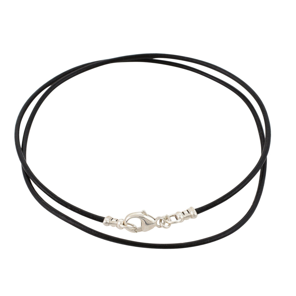 Sterling Silver 1.8mm Fine Black Leather Cord Necklace