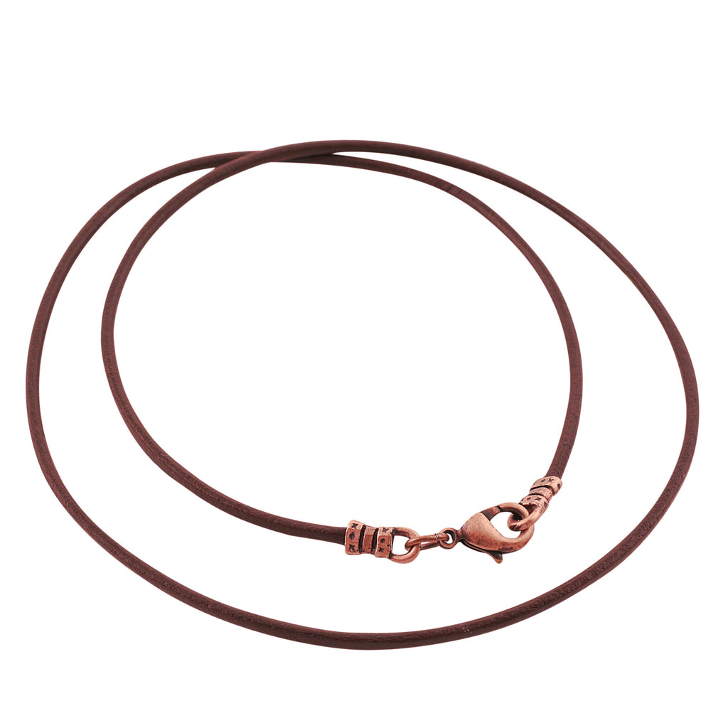 Antique Copper 1.8mm Fine Brown Leather Cord Necklace
