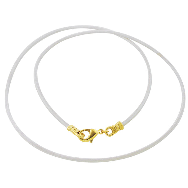 Gold Plated 1.8mm Fine White Leather Cord Necklace