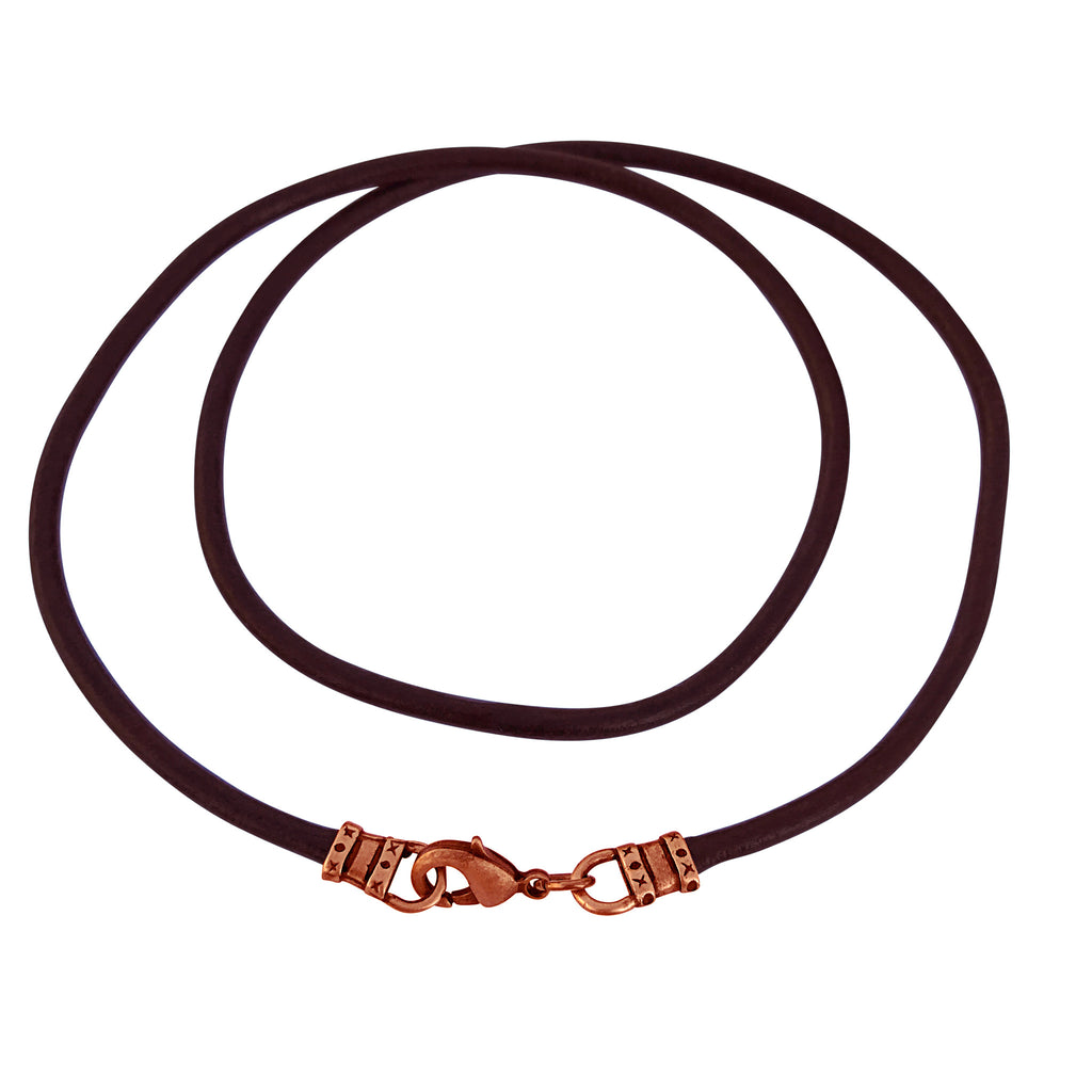 Antique Copper 3mm Thick Brown Leather Cord Necklace
