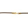 Gold Plated 3mm Thick Brown Leather Cord Necklace