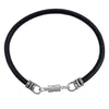 Extra Thick 4mm Wide Mens Black Leather Bracelet with Silver Magnetic Clasp