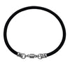 Thick 3mm Wide Mens Black Leather Bracelet with Sterling Silver Magnetic Clasp