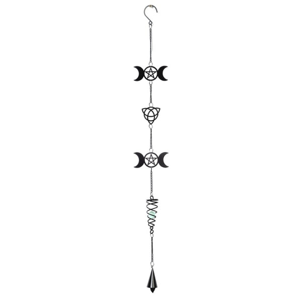 Black Pentagram Triple Moon Hanging Decoration by Alchemy Gothic