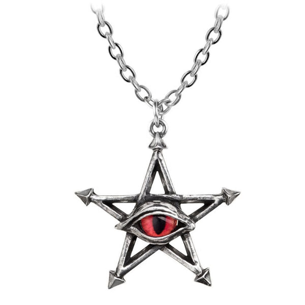 Red Curse Evil Eye Pentagram Pendant Necklace by Alchemy Gothic