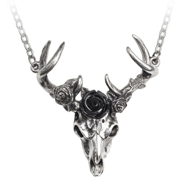 White Hart, Black Rose Pendant Necklace by Alchemy Gothic