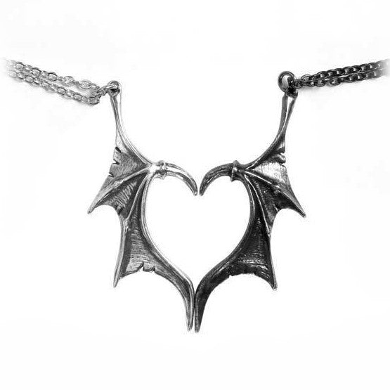 Darkling Heart Necklaces Alchemy Gothic Couples Matching Dragon Wing P