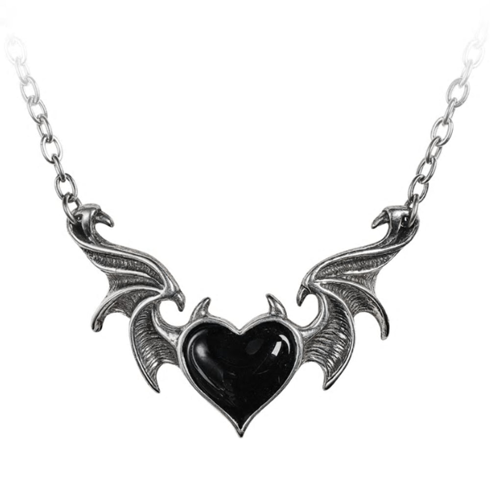 Blacksoul Winged Black Heart Necklace by Alchemy Gothic
